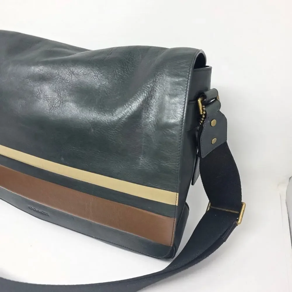 Vintage Coach Bleeker Striped leather book bag cross body  - Great condition